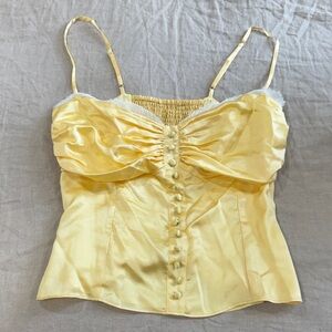 Reformation Yellow Satin Camisole Top